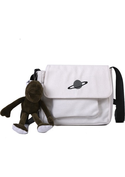 Kore Ins Kanvas Çanta Kız Öğrenci Sınıfı Crossbody Çanta Japon Tarzı Harajuku Rüzgar Gezegen Takım Büyük Kapasiteli Omuz Çantası (Yurt Dışından)