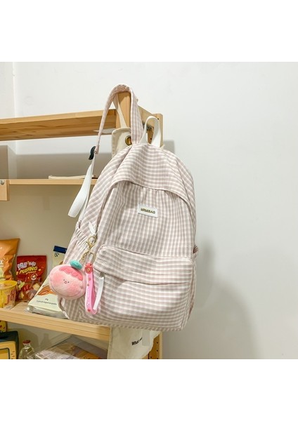 Edebi Ekose Okul Çantası Kadın Ortaokul Öğrencisi Kampüs Sırt Çantası Taze Üniversite Öğrencileri Omuzları (Yurt Dışından)