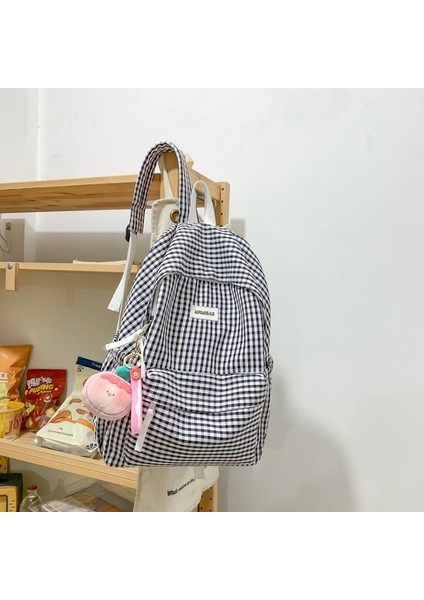 Edebi Ekose Okul Çantası Kadın Ortaokul Öğrencisi Kampüs Sırt Çantası Taze Üniversite Öğrencileri Omuzları (Yurt Dışından)