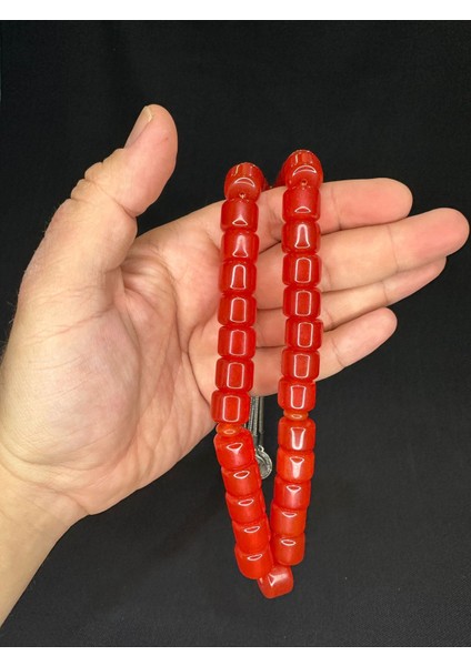 Çubuk Kehribar Tesbih Kırmızı Renk Tekerlek Kesim Kelle Boy T-555 modelleri