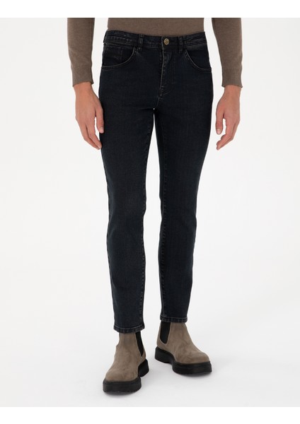 Erkek Koyu Mavi Slim Fit Jean Pantolon 50292119-Vr032