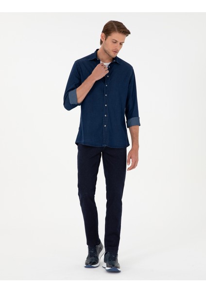 Erkek Lacivert Straight Fit Jean Pantolon 50299987-Vr033