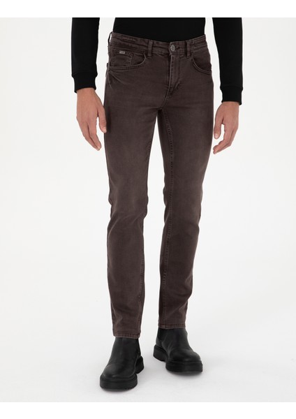 Erkek Kahverengi Slim Fit Jean Pantolon 50295842-VR029