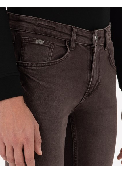 Erkek Kahverengi Slim Fit Jean Pantolon 50295842-VR029