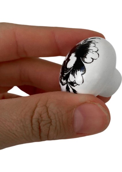 Siyah Gül Desenli Beyaz Polimer Düğme Kulp Mantar Mobilya Mutfak Dolabı Çekmece Kulpları modelleri