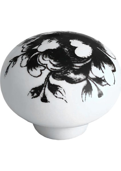 Siyah Gül Desenli Beyaz Polimer Düğme Kulp Mantar Mobilya Mutfak Dolabı Çekmece Kulpları indirimleri