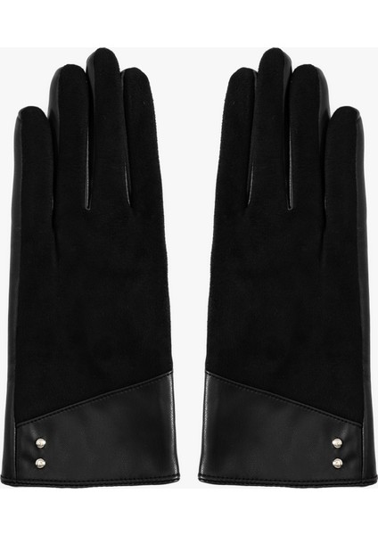 Suni Deri Eldiven Metal Aksesuarlı