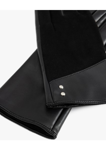 Suni Deri Eldiven Metal Aksesuarlı modelleri