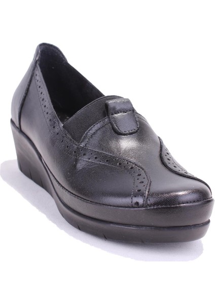 DZA32-888 Siyah Günlük Deri Kadın Ayakkabı