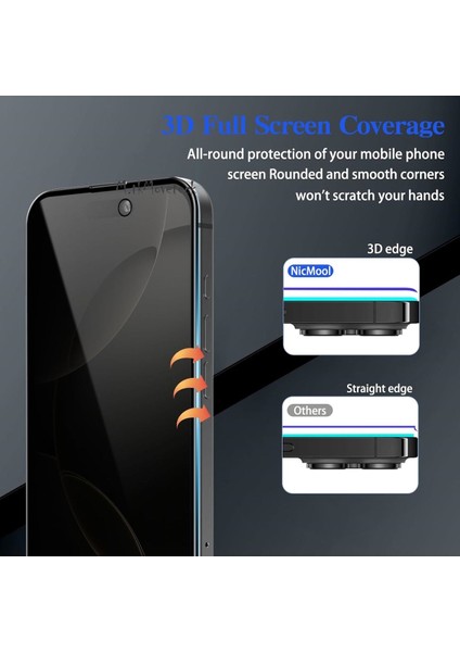 Apple iPhone 16 Pro Max Uyumlu Hayalet Ekran Koruyucu Cam Privacy