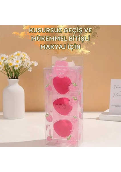 Çilek Makyaj Süngeri Seti - 3'lü