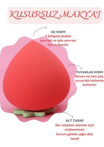 Çilek Makyaj Süngeri Seti - 3'lü