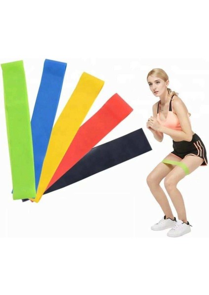 Pilates Squat Aerobik Direnç Lastiği 5 Li Paket