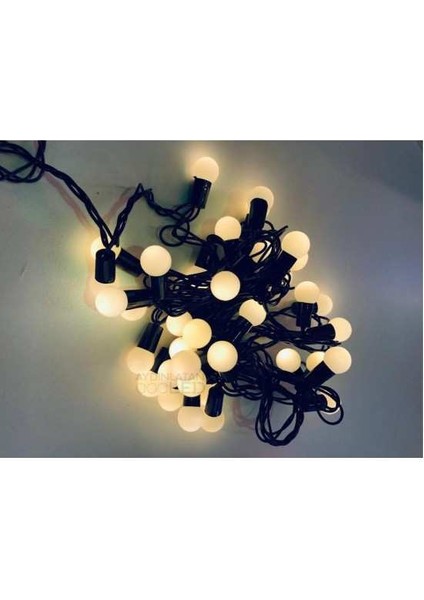 5 Metre 28 Led Fişli Sarı Işık Mini Top Led Siyah Kablo