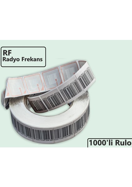 4x4 cm Barkodlu Alarm Etiketi Rf Radyo Frekans 1000'li Rulo