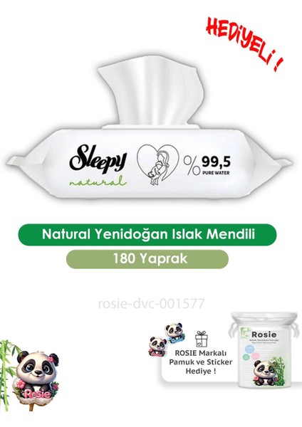 2'li Natural Yenidoğan Islak Mendili 90 Adet 2'li Rosie
