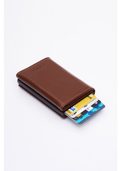 Hakiki Gerçek Deri Erkek Mekanizmalı Kartlık Cüzdan Taba 8111 fırsatları