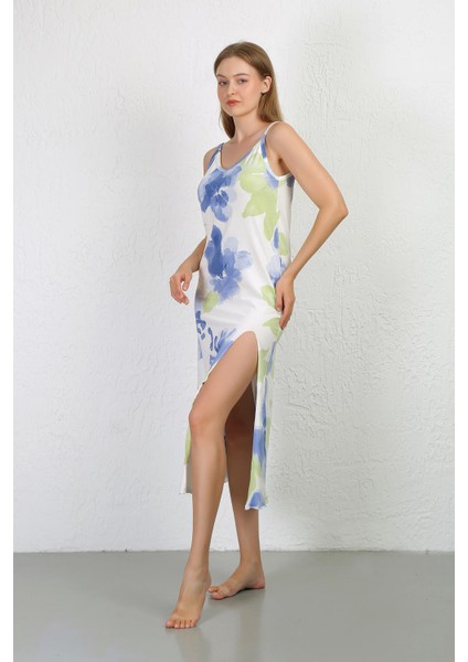 Ip Askılı Uzun Yırtmaçlı Penye Gecelik 90128 indirimleri