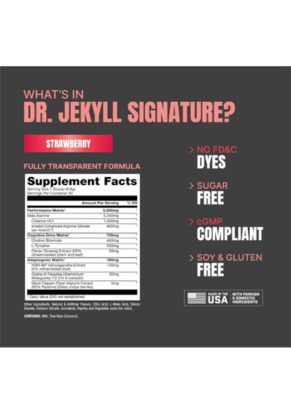 Dr. Jekyll Signature Pre-Workout Powder 30 Servings - Strawberry