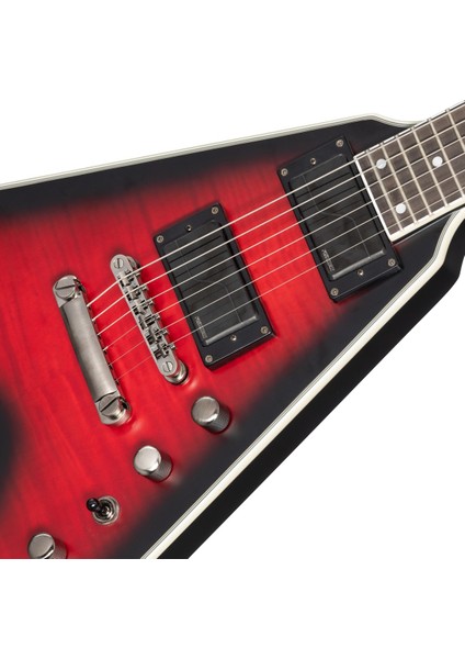 Dave Mustaine Prophecy Flying V Figured Elektro Gitar (Aged Dark Red Burst)