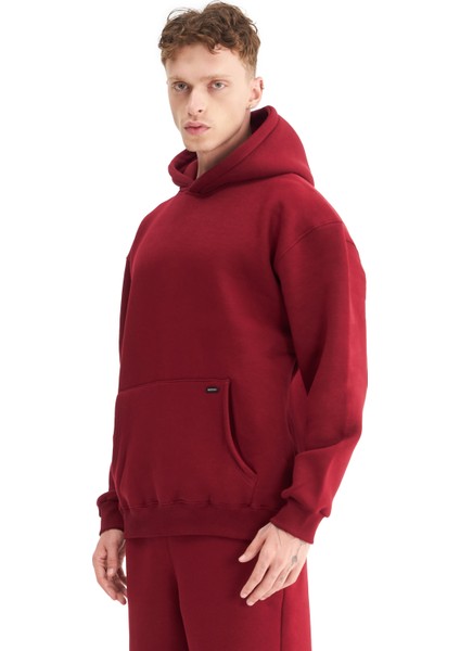 Erkek Oversize Şardonlu 3 İplik Kapüşonlu Sweatshirt, Kanguru Cepli İçi Yumuşak Tüylü modelleri