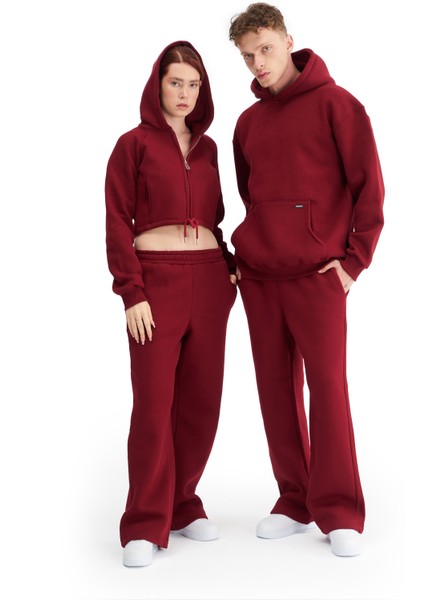 Erkek Oversize Şardonlu 3 İplik Kapüşonlu Sweatshirt, Kanguru Cepli İçi Yumuşak Tüylü