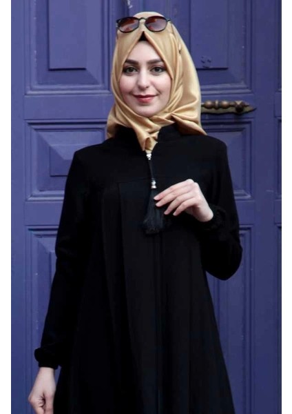 Medine Ipeği Tesettür Pile Detaylı Ferace MDC-0165 Siyah fiyatları