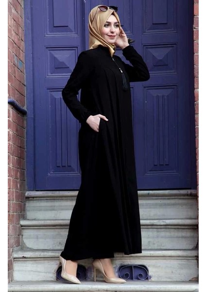 Medine Ipeği Tesettür Pile Detaylı Ferace MDC-0165 Siyah fırsatları