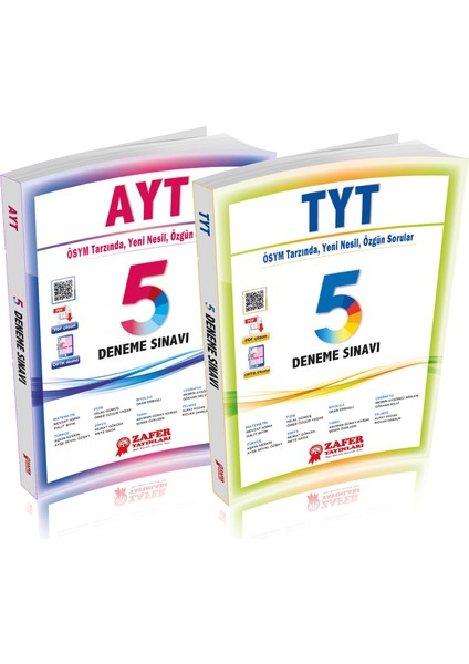 AYT - TYT 5’li TÜM DERSLER Deneme Sınavları Soru Bankası [2’li Set] Zafer Yayınları - YENİ