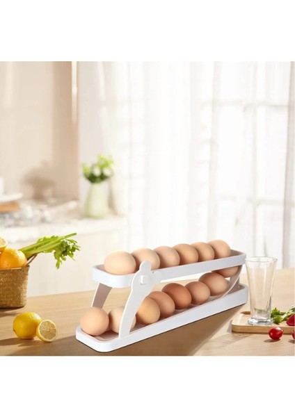 Home 2 Katlı Otomatik Buzdolabı Yumurta Standı Yumurtalık Rafı Saklama Kabı Buzdolabı Organizeri modelleri