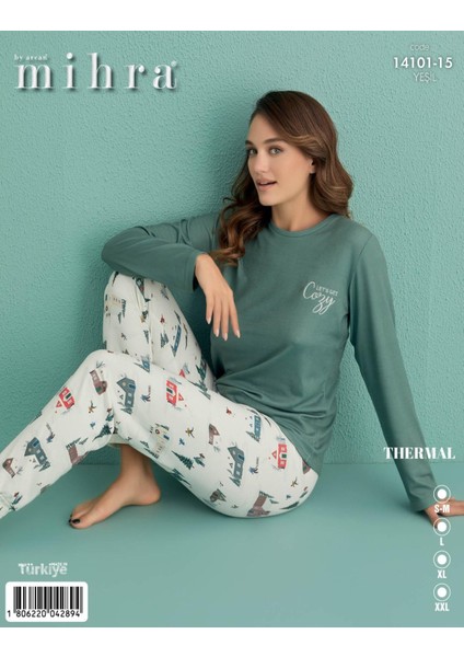 Kadın Bisiklet Yaka Termal Pijama Takımı 14101/15 - 1 Adet