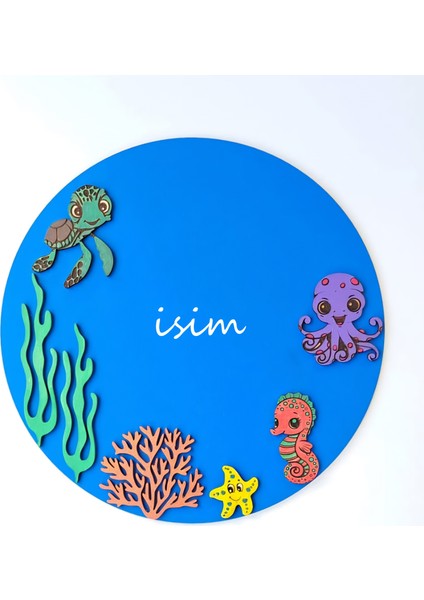 Deniz Temalı Isme Özel Bebek Kapı Süsü