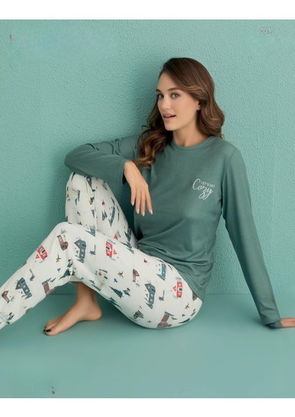 Kadın Bisiklet Yaka Termal Pijama Takımı 14101/15 - 1 Adet