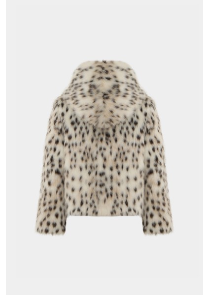 Premium Leopar Desen Kapüşonlu Suni Kürk Kadın Mont fiyatları