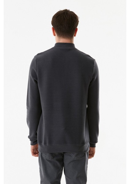 Fitilli Dik Yaka Yarım Fermuarlı Sweatshirt fiyatları