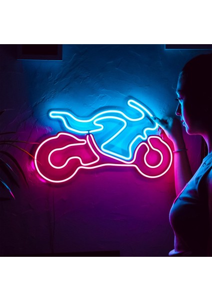 Motosiklet Neon Dekor ile Şehir Tarzınızı Yansıtın, Metal Üzerine Neon Dekor | 51 cm x 30 cm