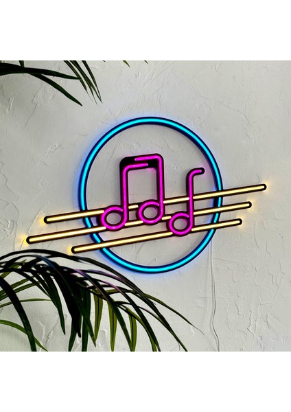 Solfeggio Neon Duvar Dekoru, Modern Bir Dokunuş, Şık Metal Üzerine Neon Tabela | Müzik | 66 cm x 42 cm