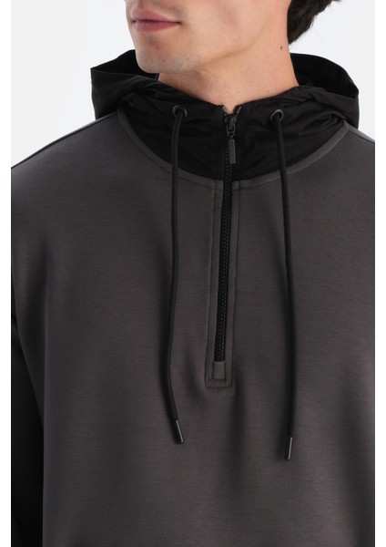 Antrasit Erkek Kapişonlu Modal Sweatshırt indirimleri