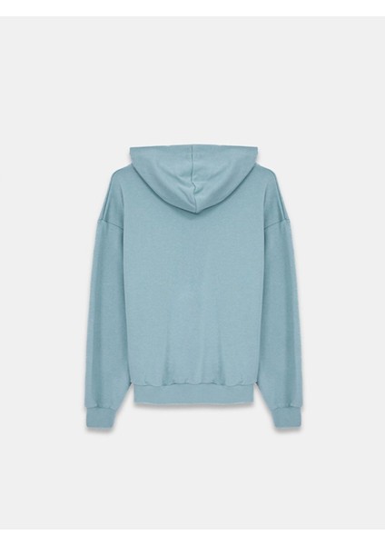 Düz Kapüşonlu Çıtçıtlı Yeşil Sweatshırt fiyatları