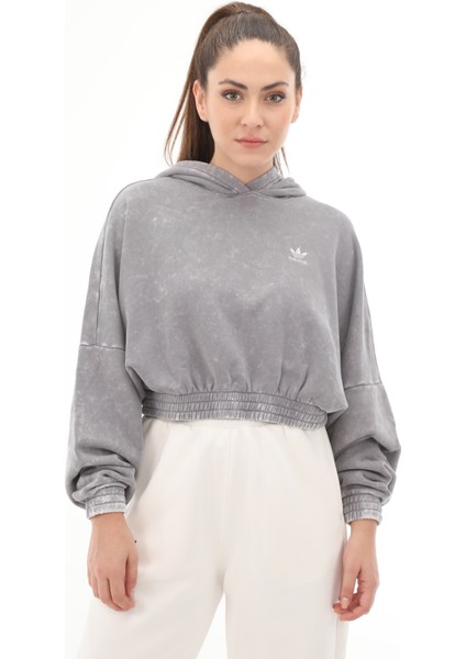 AIW5492 Adidas Wash Crop Hood Kadın Sweatshirt Gri