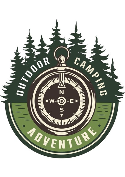 Road Camping Adventure Sticker Pusula 14 x 13 cm