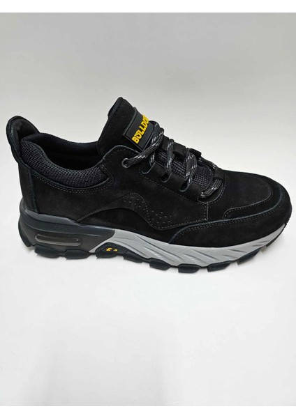 Hakiki Deri Siyah Nubuk Kışlık Esnek Kauçuk Taban Erkek Ayakkabı C-82500116BLL