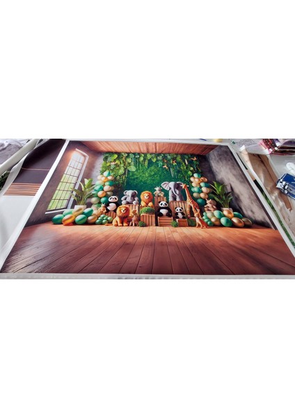 Orman Temalı Hayvan Figürlü 200X150CM Stüdyo Fonu Arka Plan