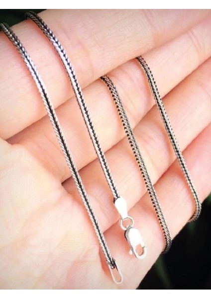 925 Ayar Gümüş Tilki Kuyruğu Zincir Kolye 1,7 mm