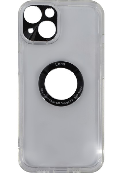 Apple iPhone 13 Uyumlu Metal Halka Logo Delikli Arka Koruma Kılıf