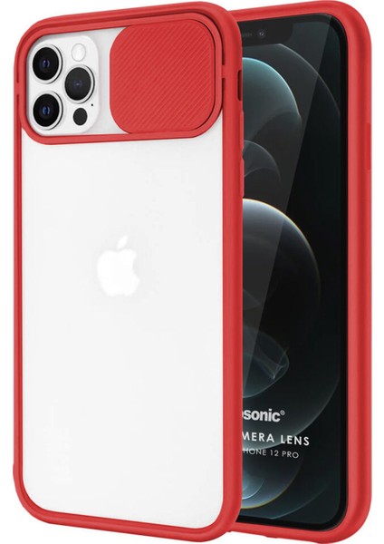 Apple iPhone 12 Uyumlu Buzlu Kızaklı Kamera Korumalı Arka Koruma Kılıf