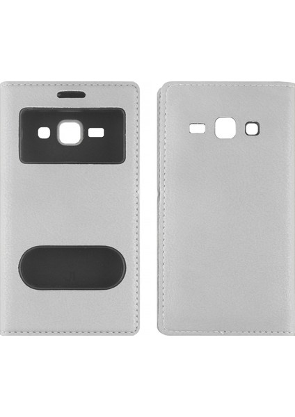 Samsung Galaxy J100 J1 Uyumlu Pencereli Kapaklı Kılıf