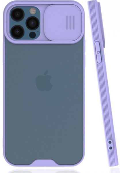 Apple iPhone 12 Pro Uyumlu Platin Kamera Kızaklı Arka Koruma Kılıf