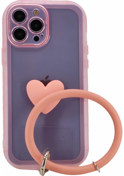 Apple iPhone 13 Pro Max Uyumlu Halka Bilekli Şeffaf Seri Arka Koruma Kılıf