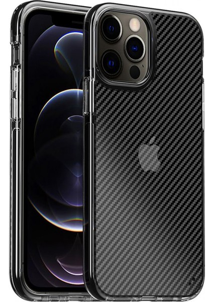 Apple iPhone 11 Pro Max Uyumlu Kenar Renkli Karbon Arka Koruma Kılıf